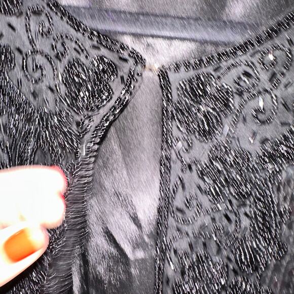 Vintage beaded silk Holiday New Years Dinner Jacket Size small 6 8 - Picture 3 of 8